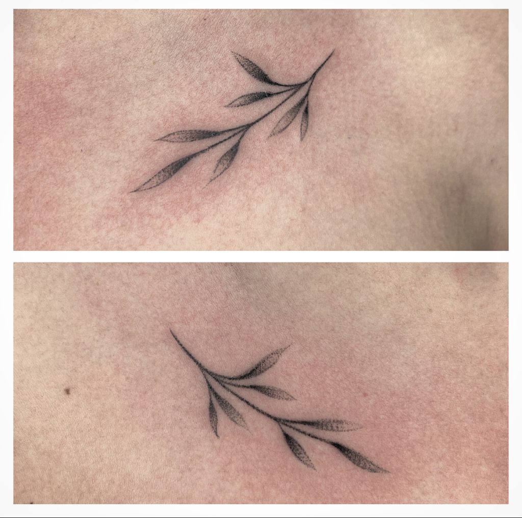 tatuaje de rama minimalista en linea fina